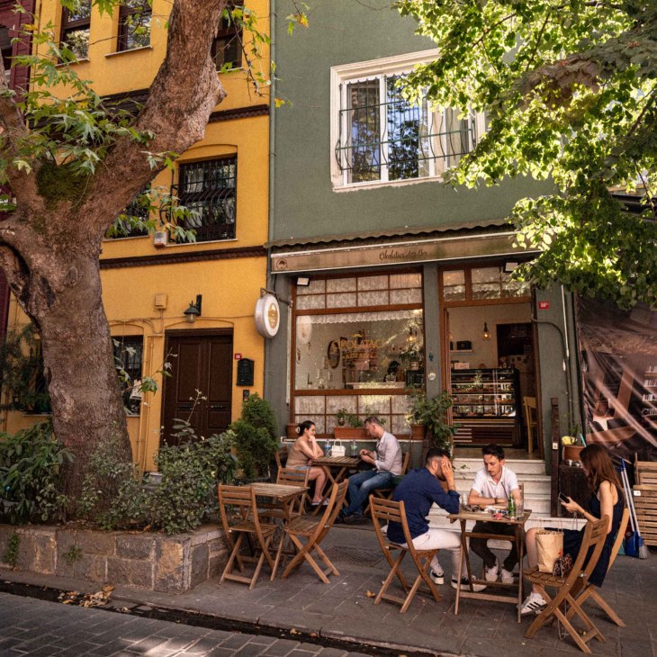 Street scenes around historic parts of Kuzguncuk with old wooden "Yallas". Istanbul, Turkey