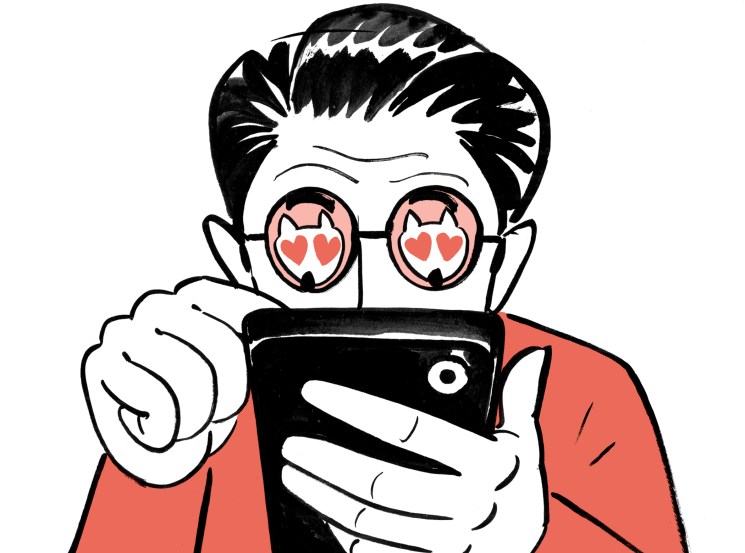 business man messaging on line