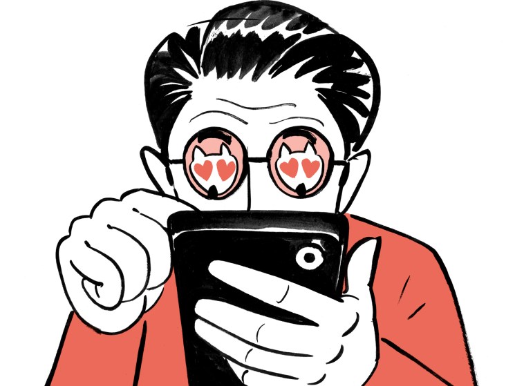 business man messaging on line