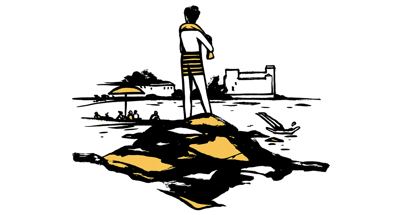 Illustration of a person on the beach in Rome