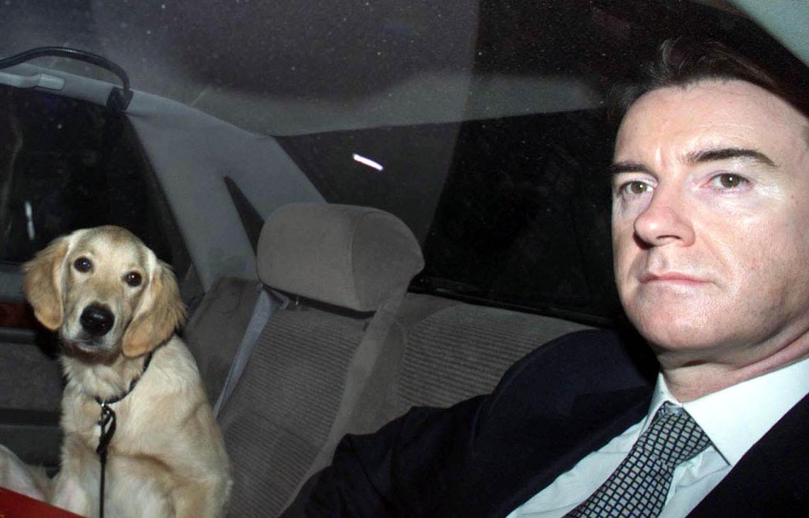 Peter Mandelson with his previous dogBobby