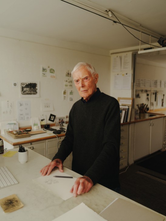 David Gentleman in his studio