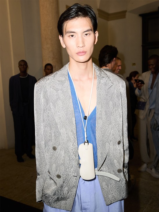 Male model at Giorgio Armani’s farewell show at Milan Fashion Week
