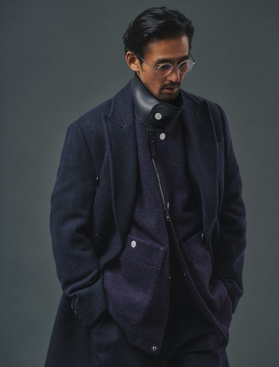 Male model in coat and trousers by
Emporio Armani, jacket by Stone Island
Marina, glasses by Lindberg