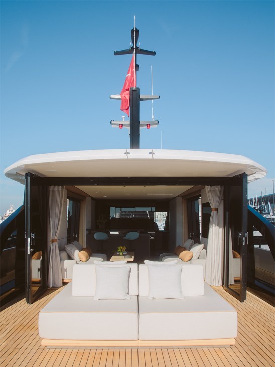Deck leading into the interior of a luxury boat