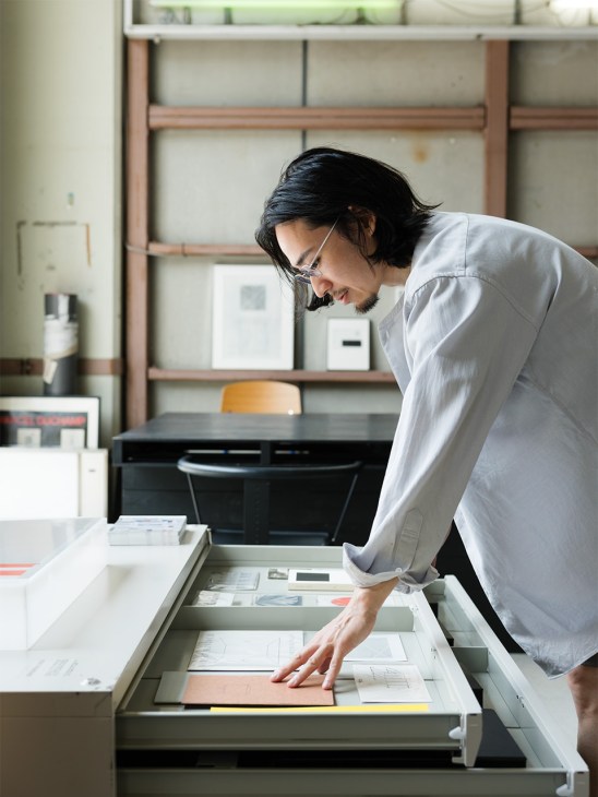 Takaya Suzuki, who looks after printed ephemera at Skwat Kameari Art Centre, Tokyo