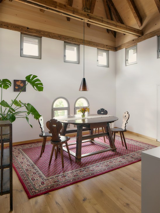 A cosy dining space in Henry Thaler-designed Dolomites farmhouse