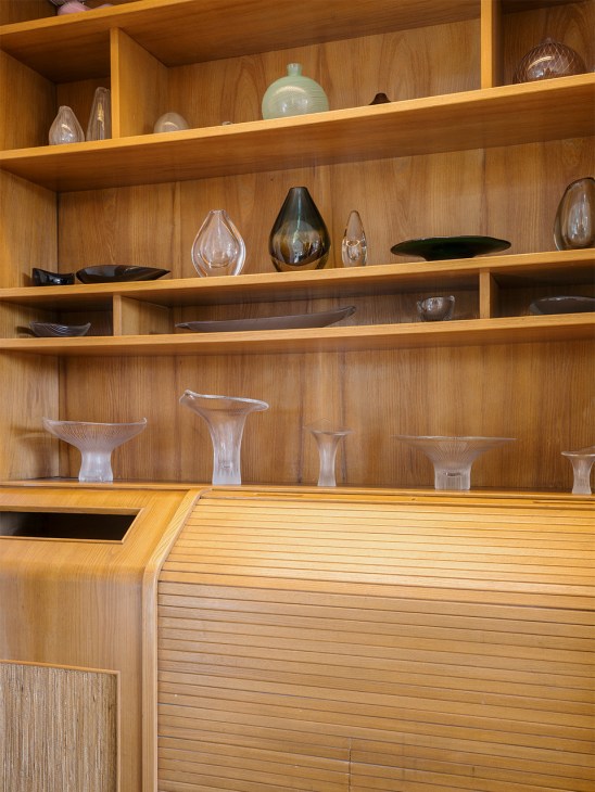 Vintage Finnish glass on display in Villa Evri, Helsinki