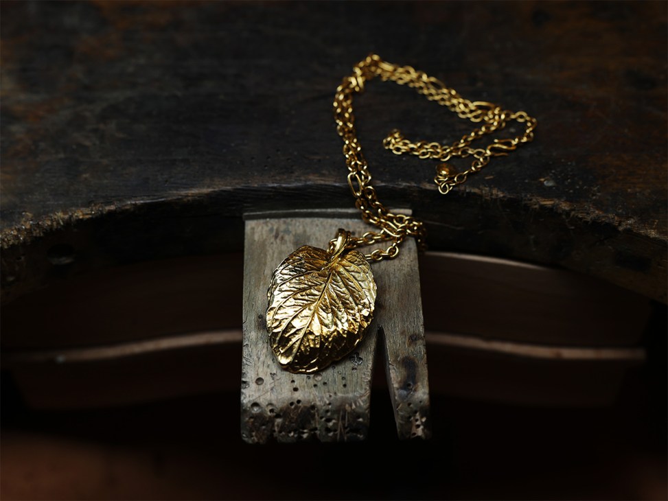 A Goossens leaf charm necklace