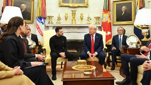 US President Donald Trump and Ukraine's President Volodymyr Zelensky meet in the Oval Office of the White House