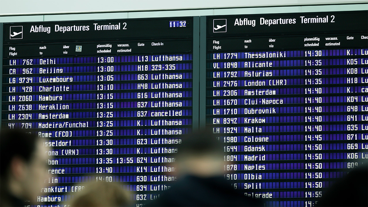 Munich airport departures board