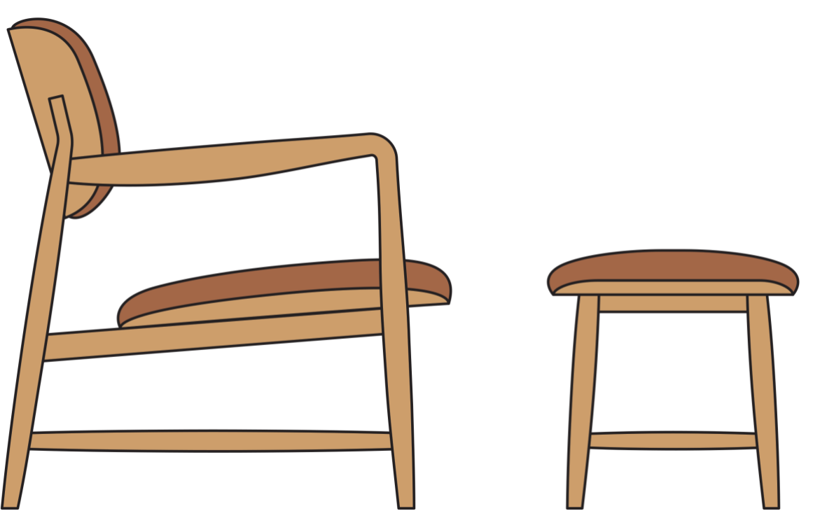 Meguro lounge chair and ottoman
