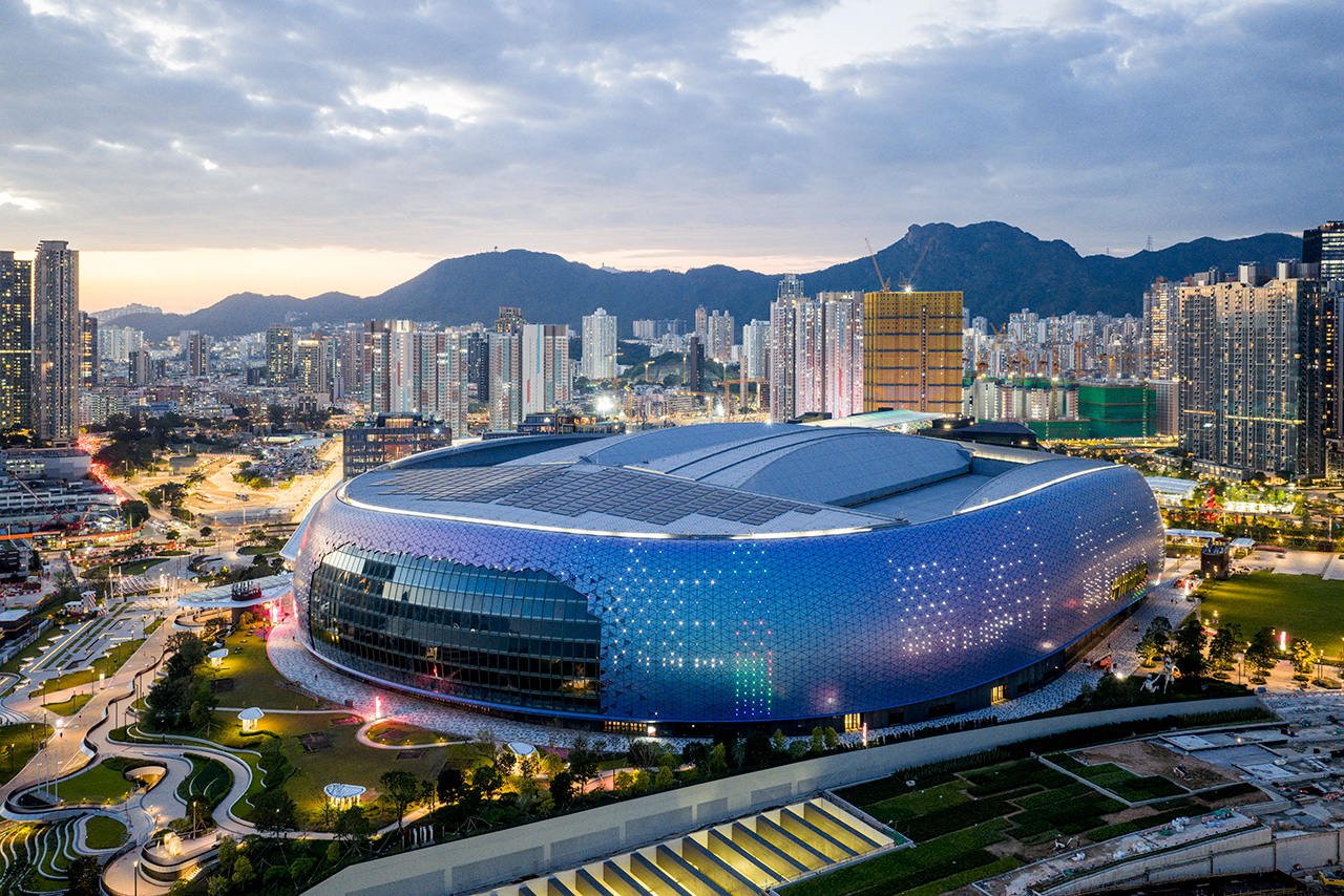 Kai Tak stadium in the evening