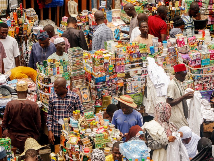 Eid-al Fitr preparations in Nigeria's Lagos in the city bazaar