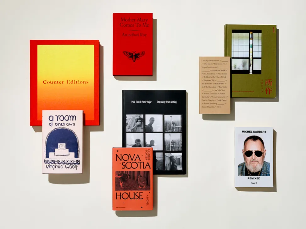 Book covers arranged in flat plan