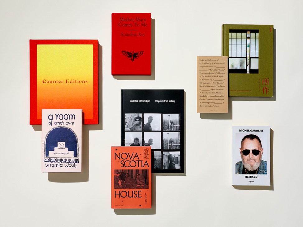 Book covers arranged in flat plan 