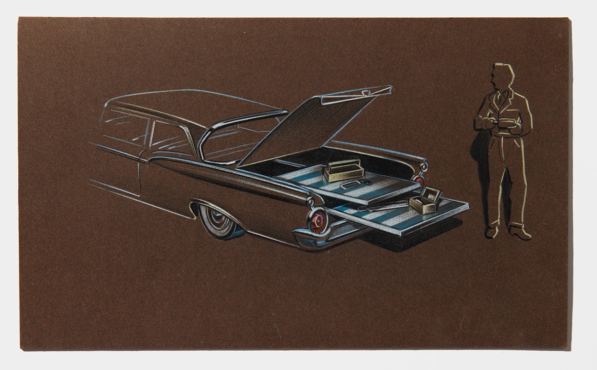 A car camping concept sketched
by Bill Moss in the 1950s
