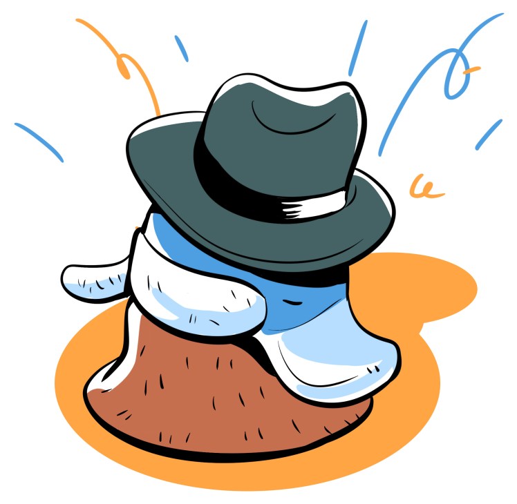 Illustration showing three hats stacked