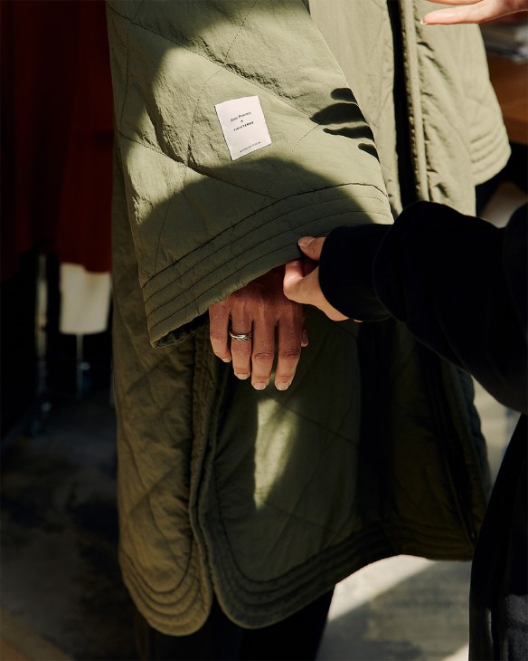 Close-up of the line's beach robe