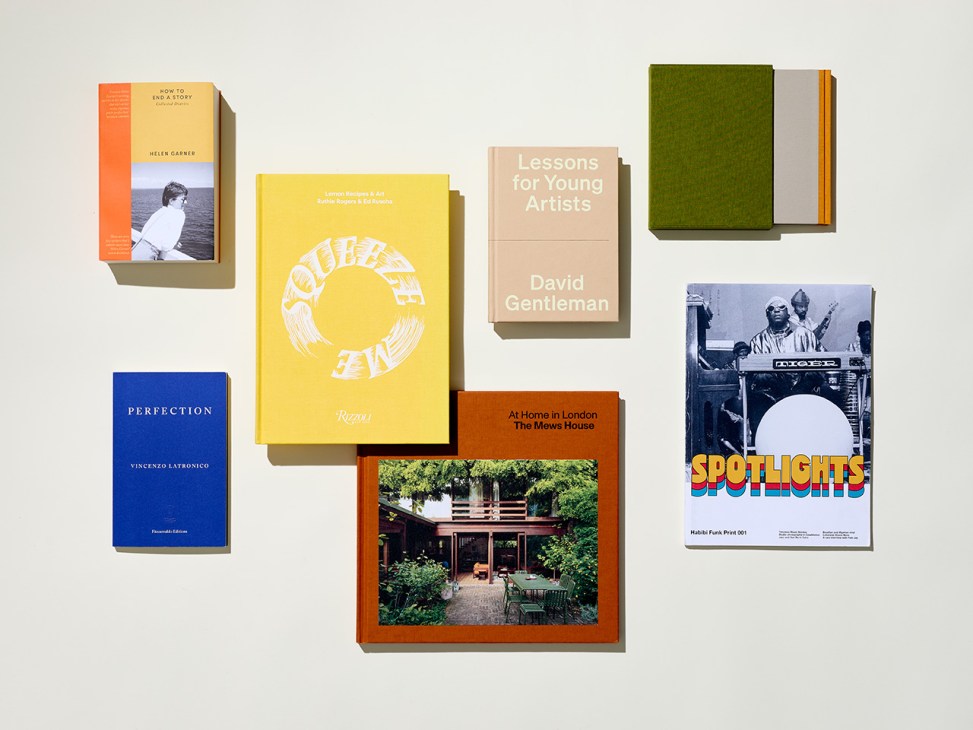 Book covers arranged in flat plan