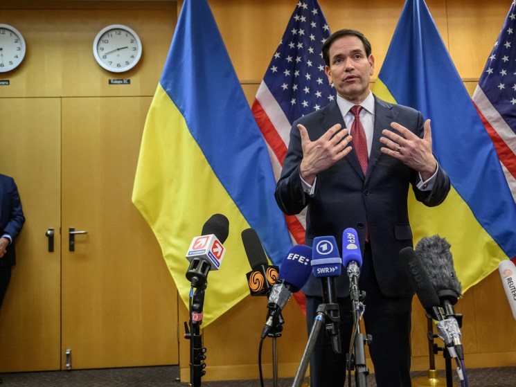 US Secretary of State Marco Rubio holds a press conference following a closed-door talks on a US plan to end the war in Ukraine at the US Mission in Geneva, on November 23, 2025. US Secretary of State Marco Rubio arrived in Geneva on November 23, 2025 morning for discussions on a US plan to end the Ukraine war, after Washington signalled room for negotiation on the controversial proposal. Ukrainian, European and Canadian officials were also gathering in the Swiss city.