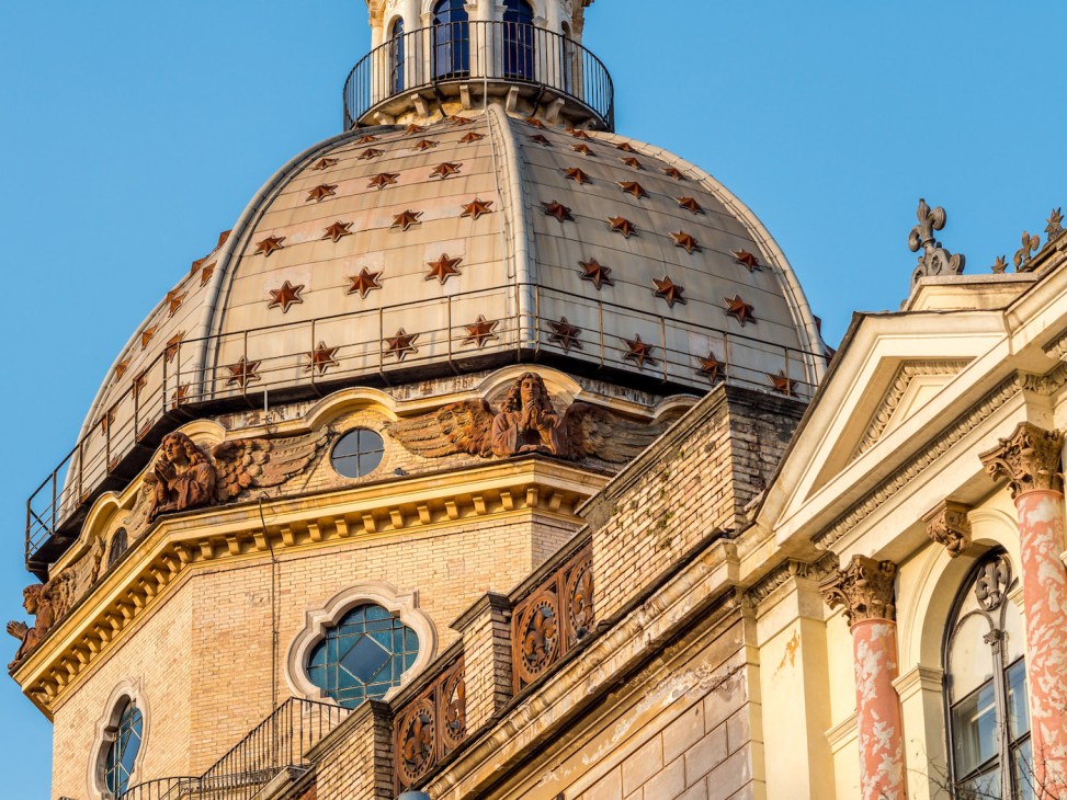 Rome, Italy, Feb 01 - A detail of the dome of San Gioacchino church, in the Prati district, near the Vatican and the Piazza di San Pietro. Prati is a historic and elegant neighborhood built from the end of the 800s after the unification of Italy and the definition of Rome as the capital of the new nation.