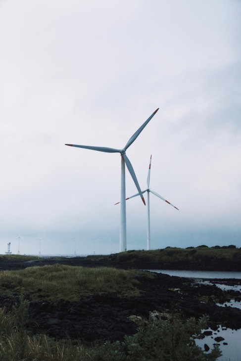 Wind turbines in Jeju Island, South Korea