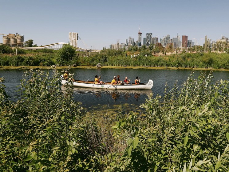 Toronto Ookwemin Minising in the Port Lands Biidaasige Park Don River valley billion-dollar flood protection project