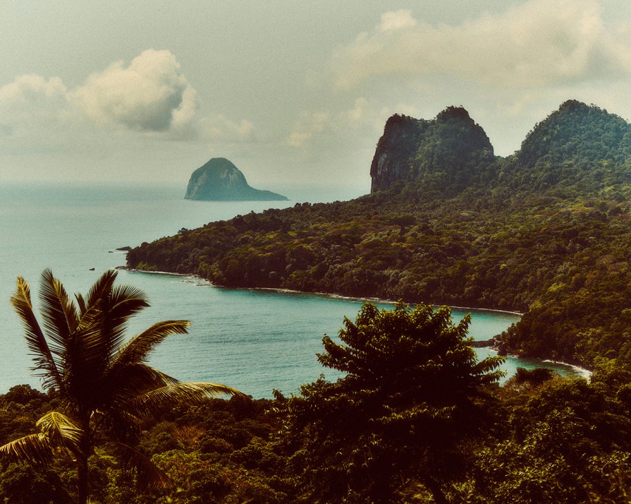 Coastline of the tropical island of Principe