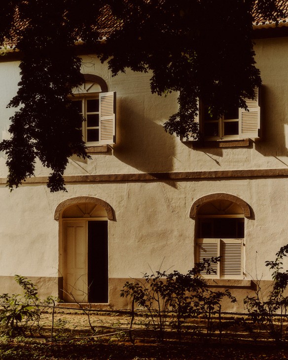 Renovated exteriors of Roça Sundy’s colonial building
