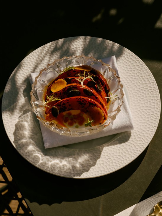 Plated Regional pumpkin speciality partly in shadow