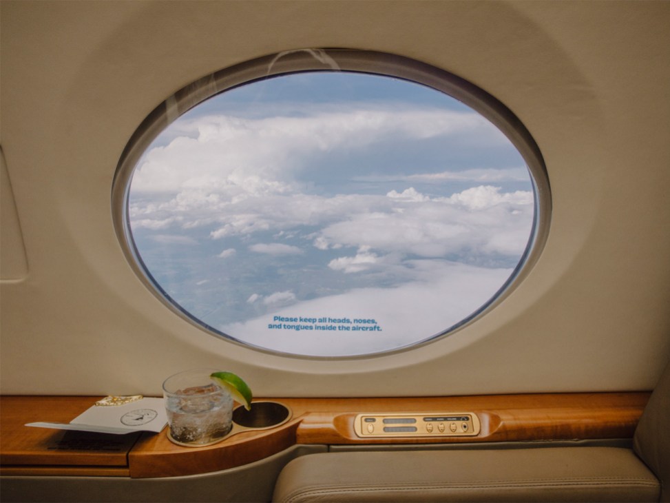 View from the window of a Bark Air airplane