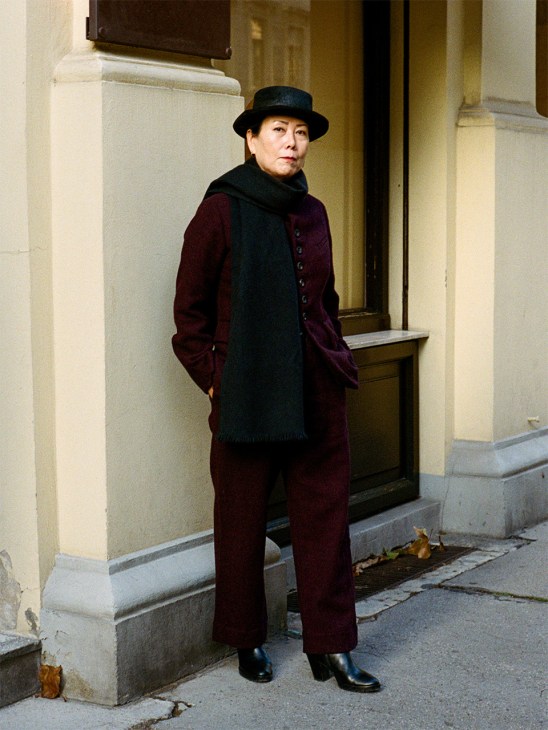 Myung-il Song of Song boutique in all black with bowler hat