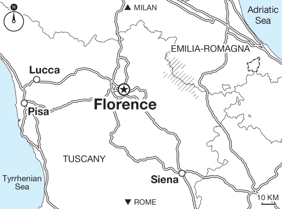 Illustration showing location of Florence