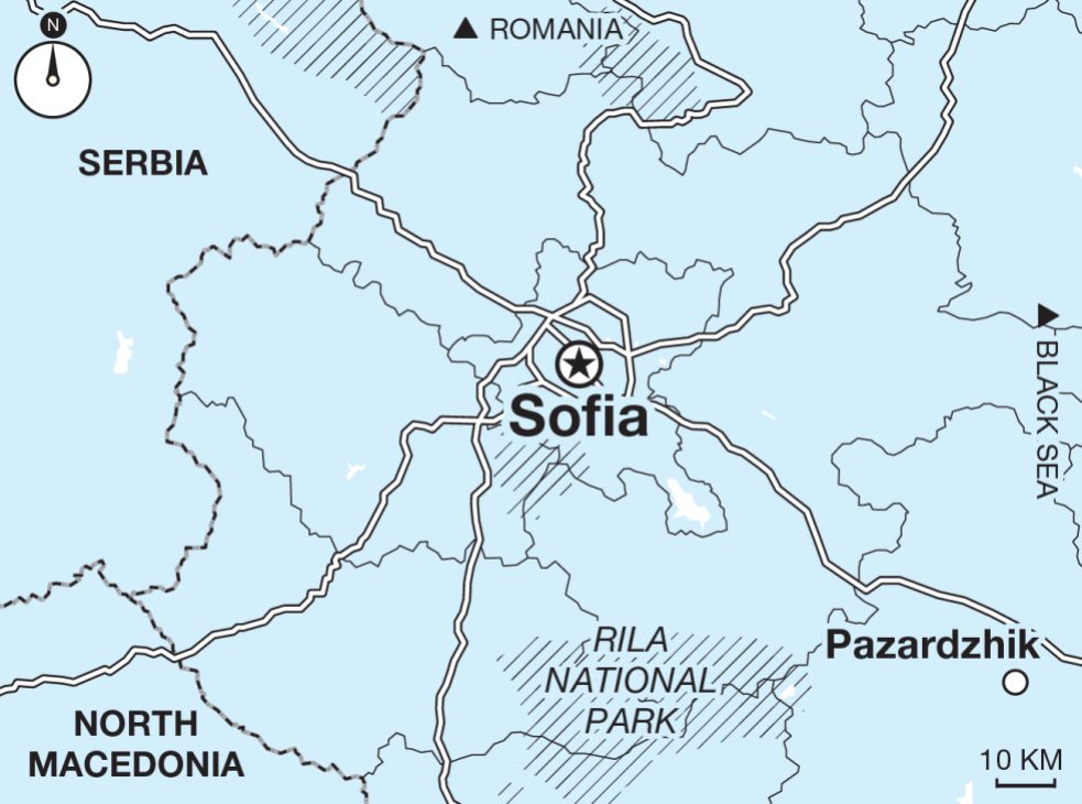 Illustration showing location of Sofia