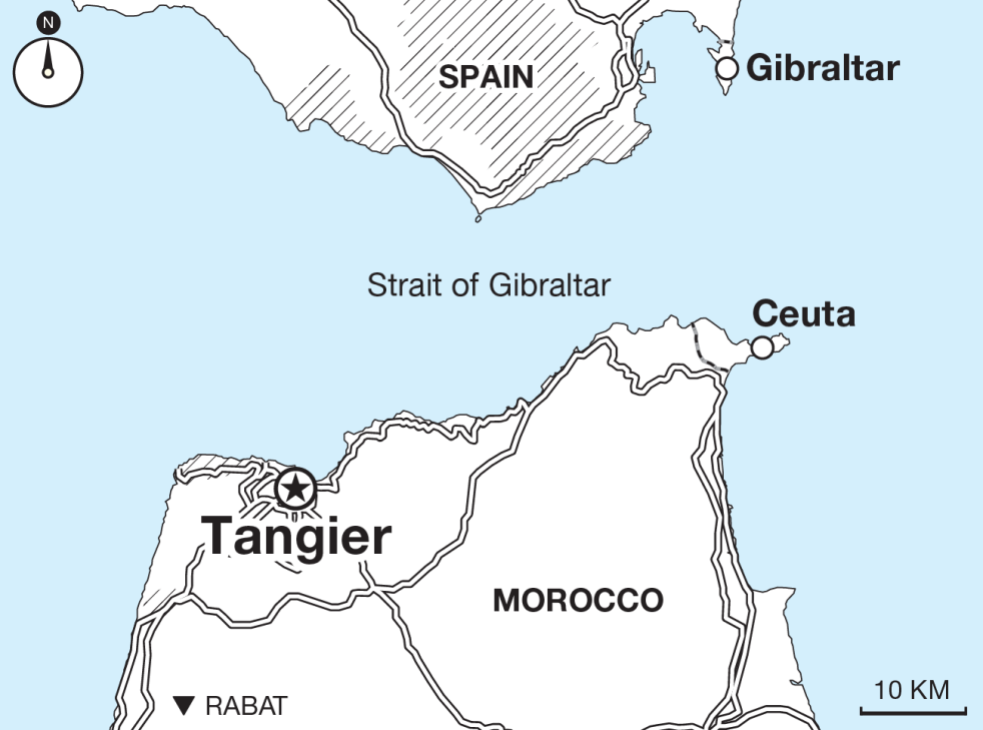 Illustration showing location of Tangier