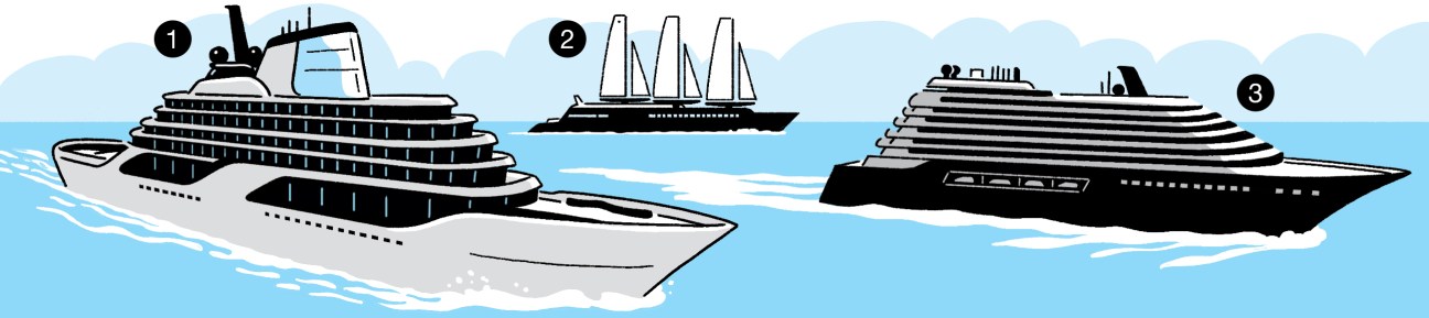 Illustration of luxury yachts