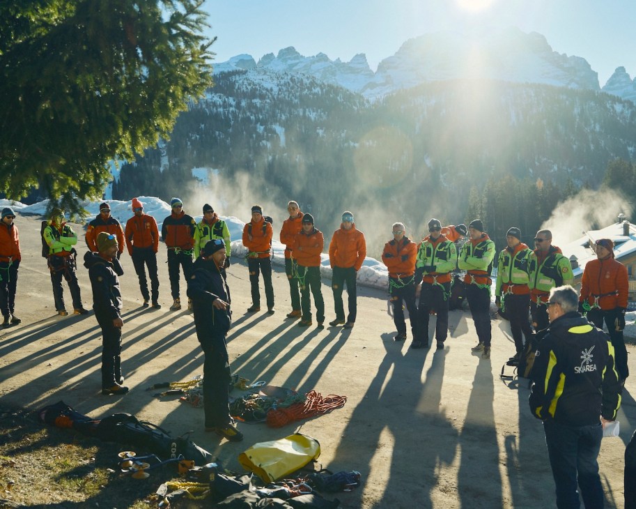 Italy's Mountain Rescue Corps team Dolomites