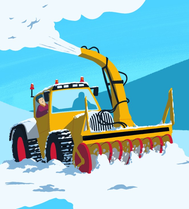 Large yellow snow blower illustration