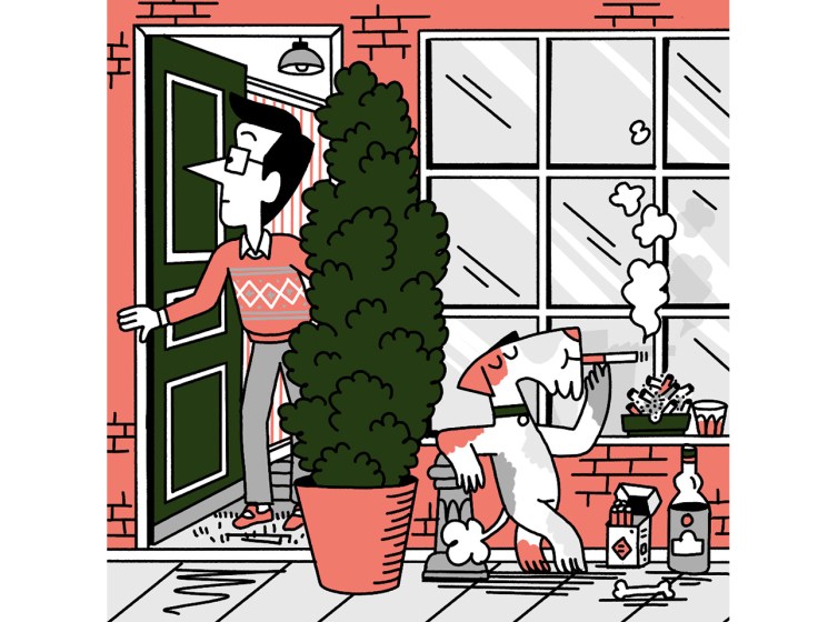 illustration of Andrew Tuck and his dog Macy