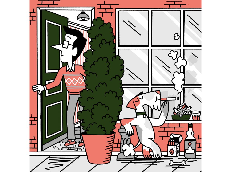 illustration of Andrew Tuck and his dog Macy