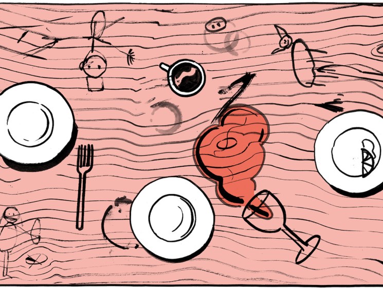 illustrated messy table