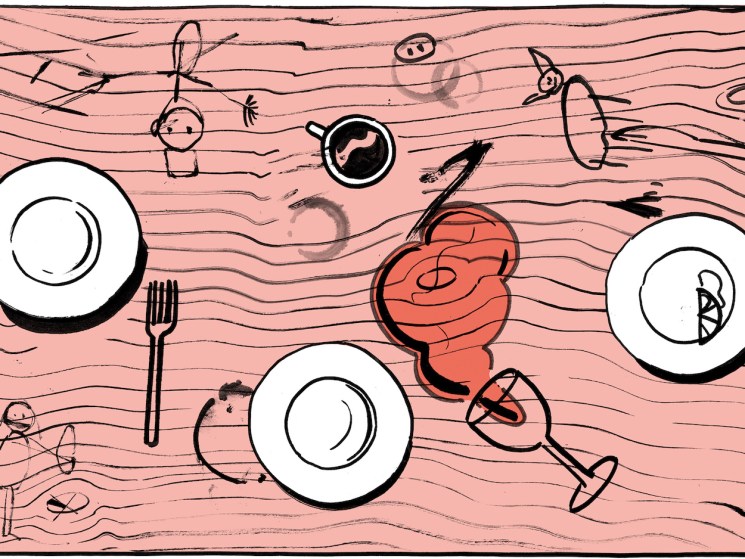 illustrated messy table