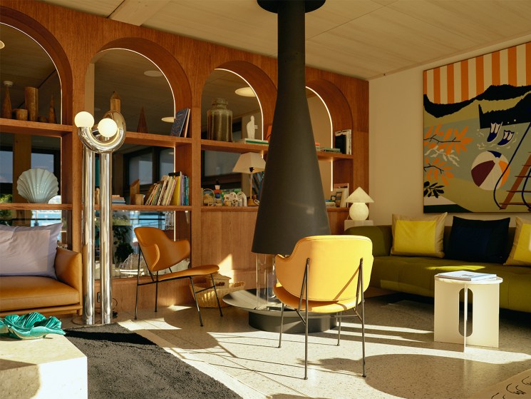 Retro lounge at Auberge Port-Gitana