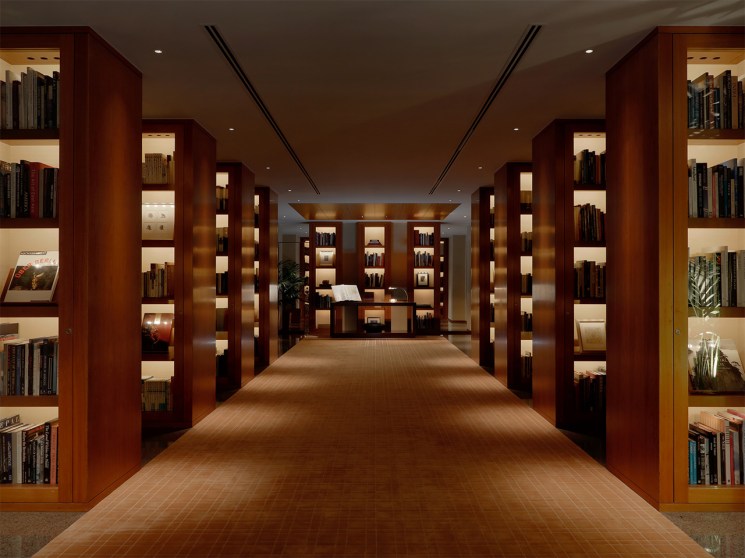 Inside the library at Park Hyatt Tokyo