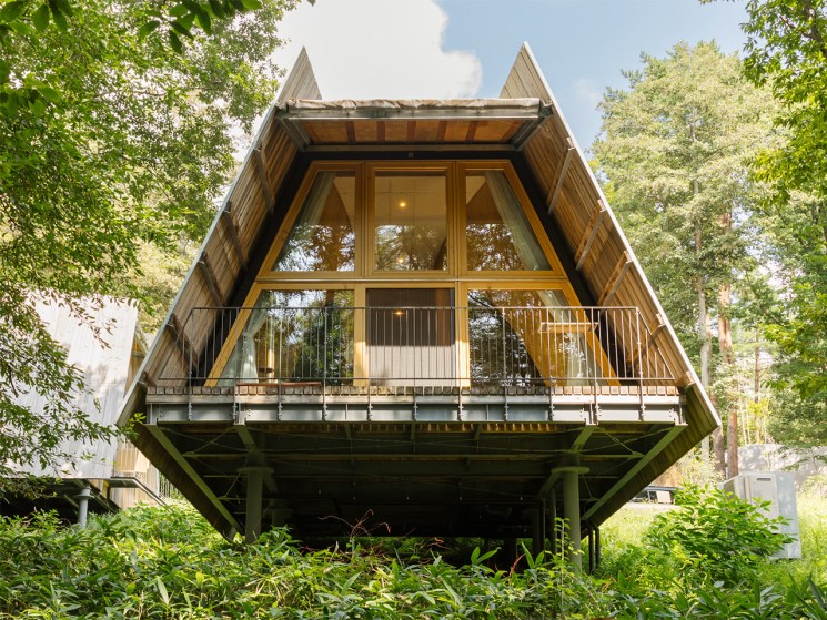 Exterior of Sanu's modular Cabin Bee in Japan