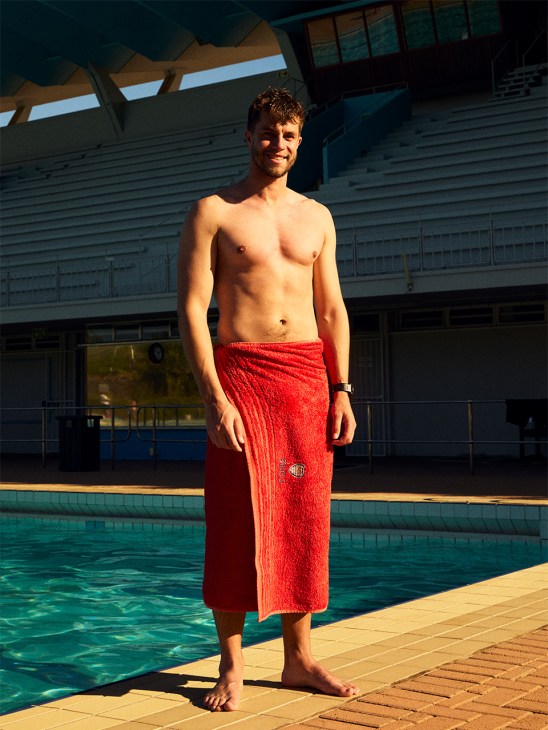 Louis Gouws after his training swim