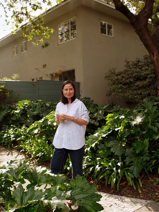 Andrea Hawken in her garden