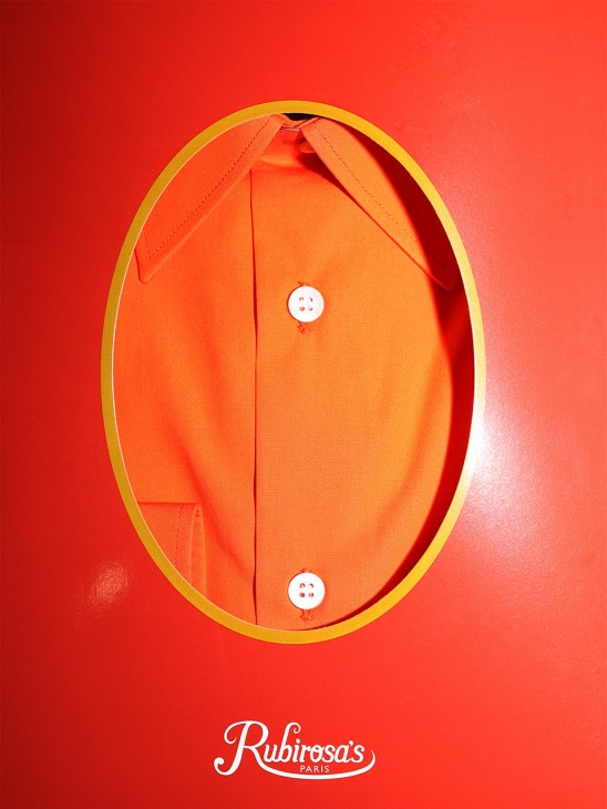 An orange Rubirosa’s shirt in red packaging
