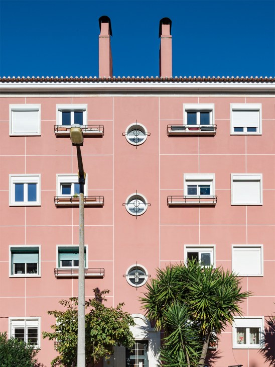 Pink façade of one of the area’s earliest residences